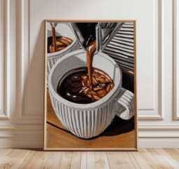 Coffee Pour Art Print - Realistic Cafe Wall Decor - thumbnail 1