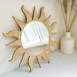 Boho Wall Decor Sun Mirror Black, Sunburst Funky, Small Decorative Shape, Bohemian Boho Room Decor, Sun Hanging - thumbnail 3
