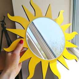 Boho Wall Decor Sun Mirror Black, Sunburst Funky, Small Decorative Shape, Bohemian Boho Room Decor, Sun Hanging - thumbnail 4