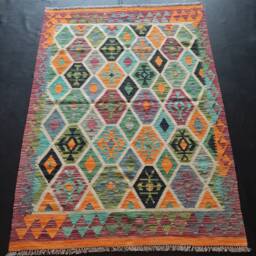 Kilim Rug Multicolour, Handmade Artisan Afghan Turkish Aztec Geometric Wool 179x134 cm - thumbnail 1