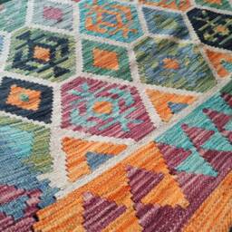 Kilim Rug Multicolour, Handmade Artisan Afghan Turkish Aztec Geometric Wool 179x134 cm - thumbnail 4