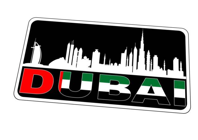 Dubai Sign Novelty Metal Skyline Wall Hanging Plaque Mancave Retro City
