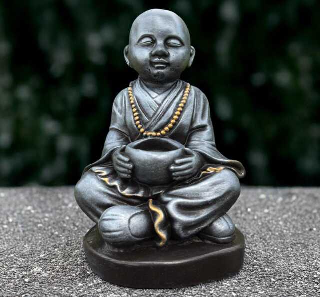 Japanese Buddha With Pot Figurine Concrete Buddhist Statue Stone Sculpture Outdoor Ornament Lover Gift Handmade - image 1
