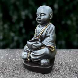 Japanese Buddha With Pot Figurine Concrete Buddhist Statue Stone Sculpture Outdoor Ornament Lover Gift Handmade - thumbnail 2