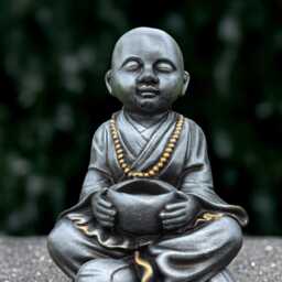Japanese Buddha With Pot Figurine Concrete Buddhist Statue Stone Sculpture Outdoor Ornament Lover Gift Handmade - thumbnail 3