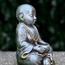 Japanese Buddha With Pot Figurine Concrete Buddhist Statue Stone Sculpture Outdoor Ornament Lover Gift Handmade - thumbnail 4