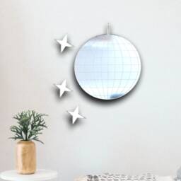 Disco Ball Acrylic Mirror Wall Art With Stars - Personalized Engraving - thumbnail 2