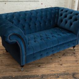 Handmade Ocean Navy Blue Velvet 2 Seater Chesterfield Sofa - thumbnail 3