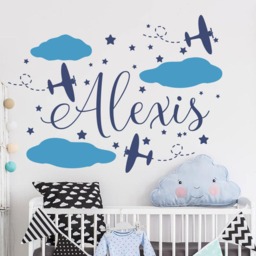 Name Wall Decal Baby Nursery Vinyl Clouds Decor Stickers Stars Art S134 - thumbnail 3