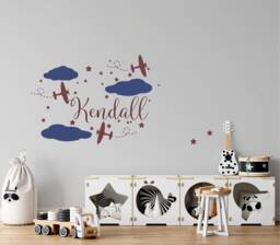 Name Wall Decal Baby Nursery Vinyl Clouds Decor Stickers Stars Art S134 - thumbnail 1