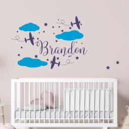 Name Wall Decal Baby Nursery Vinyl Clouds Decor Stickers Stars Art S134 - thumbnail 2