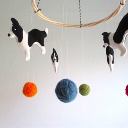 Border Collie Baby Mobile, Dog Mobile Dogs, Nursery Border Collie, Black & White, Organic, Gender Neutral - thumbnail 2