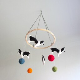 Border Collie Baby Mobile, Dog Mobile Dogs, Nursery Border Collie, Black & White, Organic, Gender Neutral - thumbnail 3