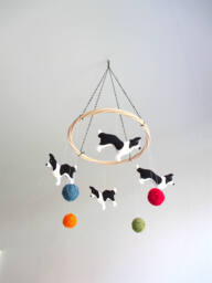 Border Collie Baby Mobile, Dog Mobile Dogs, Nursery Border Collie, Black & White, Organic, Gender Neutral - thumbnail 1