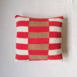 "Handmade Crochet Pillow ""stripes" - thumbnail 2