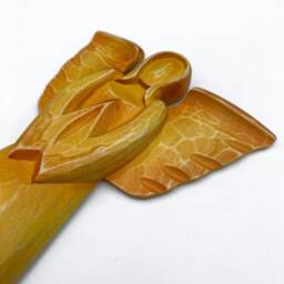 Wood Wall Rustic Angel, Wooden Hanging Figurine, Hand Carved Praying Easter Angels - thumbnail 4