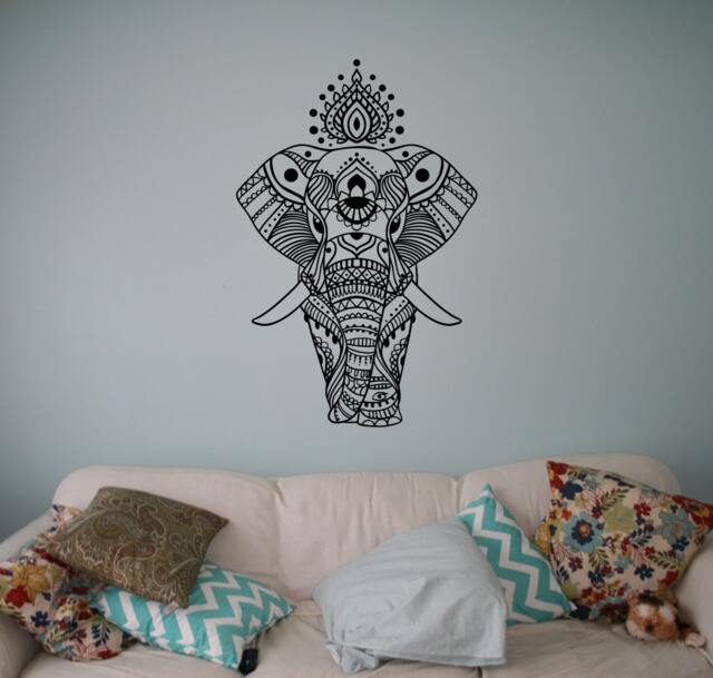 Indian Elephant Vinyl Decal Patterns Wall Sticker Asian Home Interior Ethnic Ornament India Culture 11(Elp - image 1