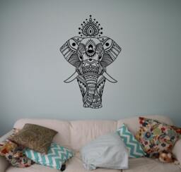 Indian Elephant Vinyl Decal Patterns Wall Sticker Asian Home Interior Ethnic Ornament India Culture 11(Elp - thumbnail 1