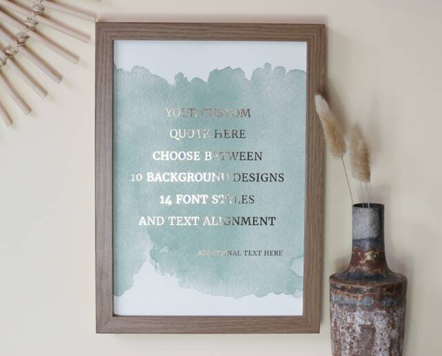 Custom Foil Print, Quote Wall Art, Prints Sign, - Poem -Song Lyrics Watercolour Print - image 1