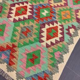 Classic Kilim Rug, Handmade Artisan Afghan Turkish Persian Qashqai Navajo Bohemian Natural Wool Flatweave Multicolour Rug 149x98 cm - thumbnail 2