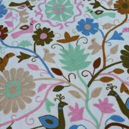 Handmade Cotton Suzani Quilt - Embroidered Boho Folk Throw - 150 X 225 cm - thumbnail 3