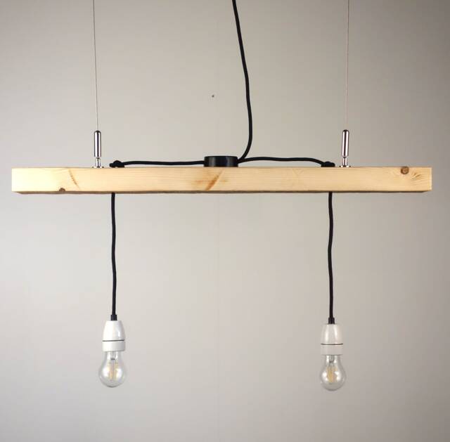 Hanging Lamp Made Of Old Wooden Plank - image 1