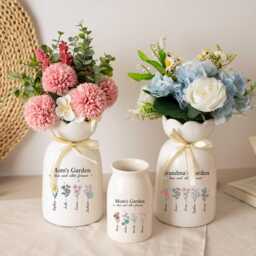 Personalized Grandma's Garden Flower Vase, Birth Vase With Kids Names, Mom Birthday Gifts, Ceramic Mothers Day Gift For Nana - thumbnail 2