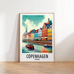 Copenhagen Travel Print - Denmark Watercolour Poster Design - Wall Artwork Holiday Gifts Home Decor Art Gift Painting Picture - thumbnail 2