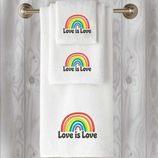 Embroidered Rainbow Pride Towel 100% Cotton Luxury Bath Towel - image 1