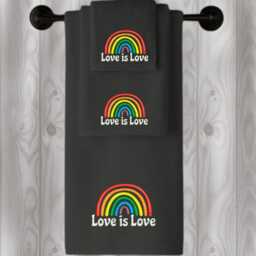 Embroidered Rainbow Pride Towel 100% Cotton Luxury Bath Towel - thumbnail 2