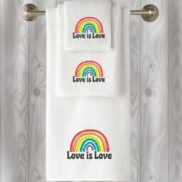 Embroidered Rainbow Pride Towel 100% Cotton Luxury Bath Towel - thumbnail 1