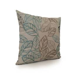 Turquoise Blue & Natural Pillow, Throw Pillow Cover, Decorative Cushion Accent Silk Embroidery, Cotton Blend - thumbnail 2