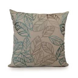 Turquoise Blue & Natural Pillow, Throw Pillow Cover, Decorative Cushion Accent Silk Embroidery, Cotton Blend - thumbnail 1