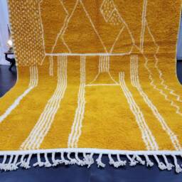 Spectacular Wool Rug For Your Living Room, Moroccan Mustard Rug Handmade From Wool Of Sheep, Minimalistic Inspired Nomadic Tribes - thumbnail 3