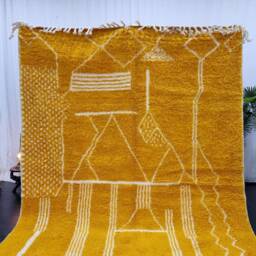 Spectacular Wool Rug For Your Living Room, Moroccan Mustard Rug Handmade From Wool Of Sheep, Minimalistic Inspired Nomadic Tribes - thumbnail 2