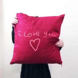 Valentines Day Cushion - Childs Own Handwriting Mummy Valentine Daddy Childrens Drawing Pillow Gift - thumbnail 1