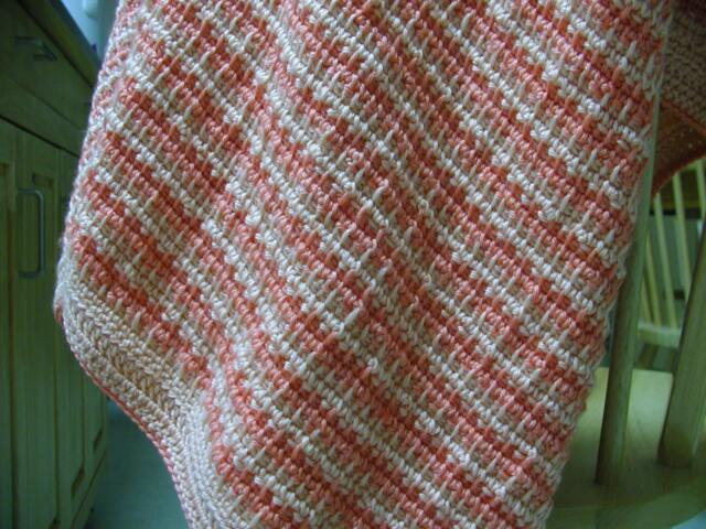 Peachy Baby Tunisian Afghan Blanket - image 1