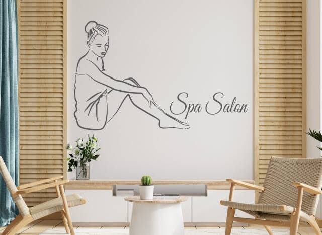 Spa Salon Wall Decal Woman Body Vinyl Sticker, Massage Decor 2082 - image 1