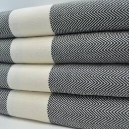 "Black Blanket, Long Blanket, Zigzag Blanket, Turkish Blanket, Herringbone Blanket, 79""x95" - thumbnail 3