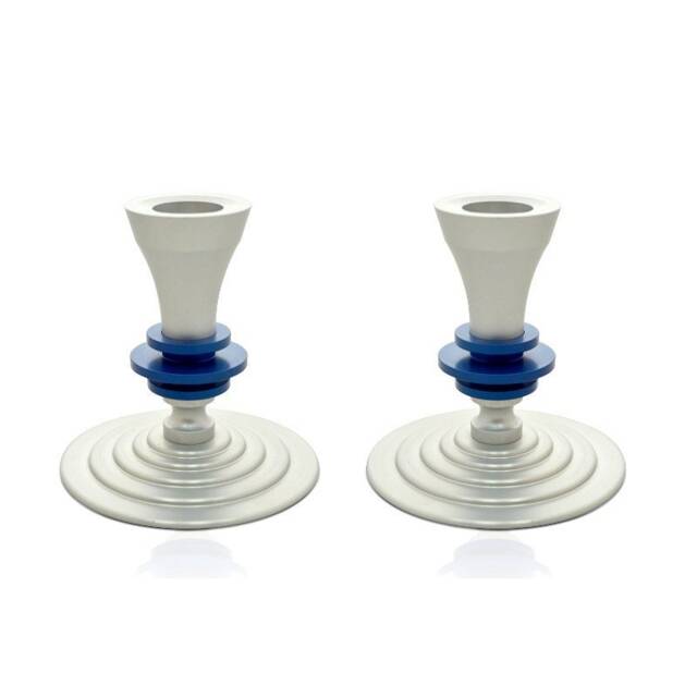 Modern Candlesticks, Anodized Aluminum, Custom Colors, Jewish Holiday Gift, Bar Mitzvah Multi-Colored Judaica, Nadav Art, Avi Nadav - image 1