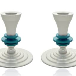 Modern Candlesticks, Anodized Aluminum, Custom Colors, Jewish Holiday Gift, Bar Mitzvah Multi-Colored Judaica, Nadav Art, Avi Nadav - thumbnail 4