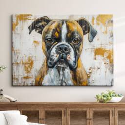 Boxer Gold Style Abstract Dog Oil Painting Framed Poster Print Or Canvas Wall Decor Art Bedroom Home Interior Gift For Pet Lover - thumbnail 1