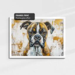 Boxer Gold Style Abstract Dog Oil Painting Framed Poster Print Or Canvas Wall Decor Art Bedroom Home Interior Gift For Pet Lover - thumbnail 3