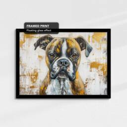 Boxer Gold Style Abstract Dog Oil Painting Framed Poster Print Or Canvas Wall Decor Art Bedroom Home Interior Gift For Pet Lover - thumbnail 2