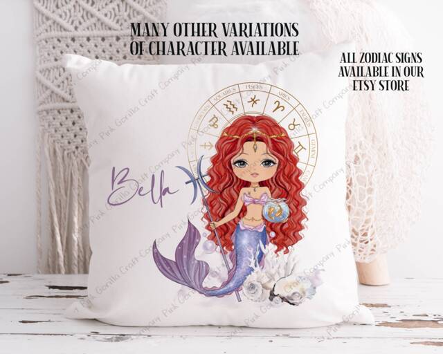 Pisces, Pisces Cushion, Star Sign Gift For Zodiac Gift, Her, March Birthday - image 1
