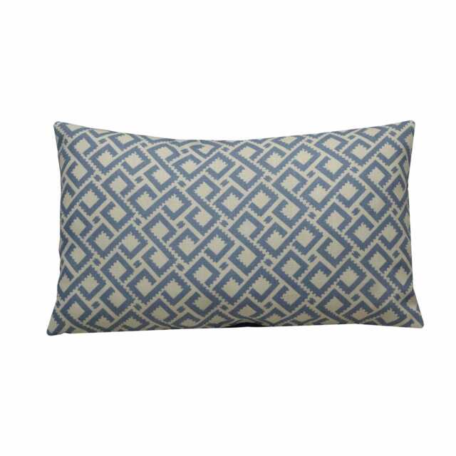 Colefax & Fowler Mazely Cushion Blue & White Geometric Designer Lumbar Pillow Cover 12x20 - image 1