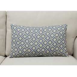 Colefax & Fowler Mazely Cushion Blue & White Geometric Designer Lumbar Pillow Cover 12x20 - thumbnail 2