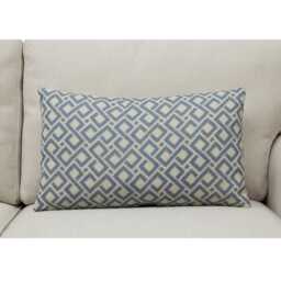 Colefax & Fowler Mazely Cushion Blue & White Geometric Designer Lumbar Pillow Cover 12x20 - thumbnail 2