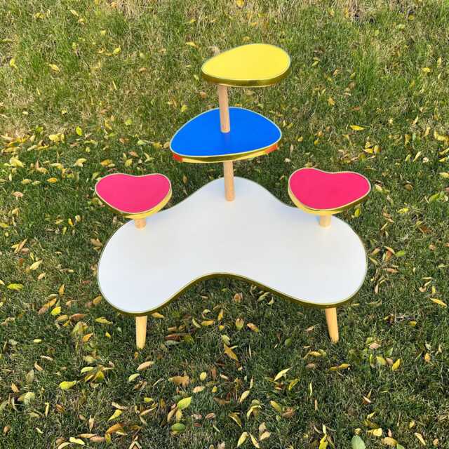 5 Tier Mid Century Modern Minimalist Retro Plant Stand Mcm Colorful End Table Side - image 1