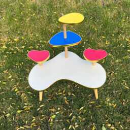 5 Tier Mid Century Modern Minimalist Retro Plant Stand Mcm Colorful End Table Side - thumbnail 1
